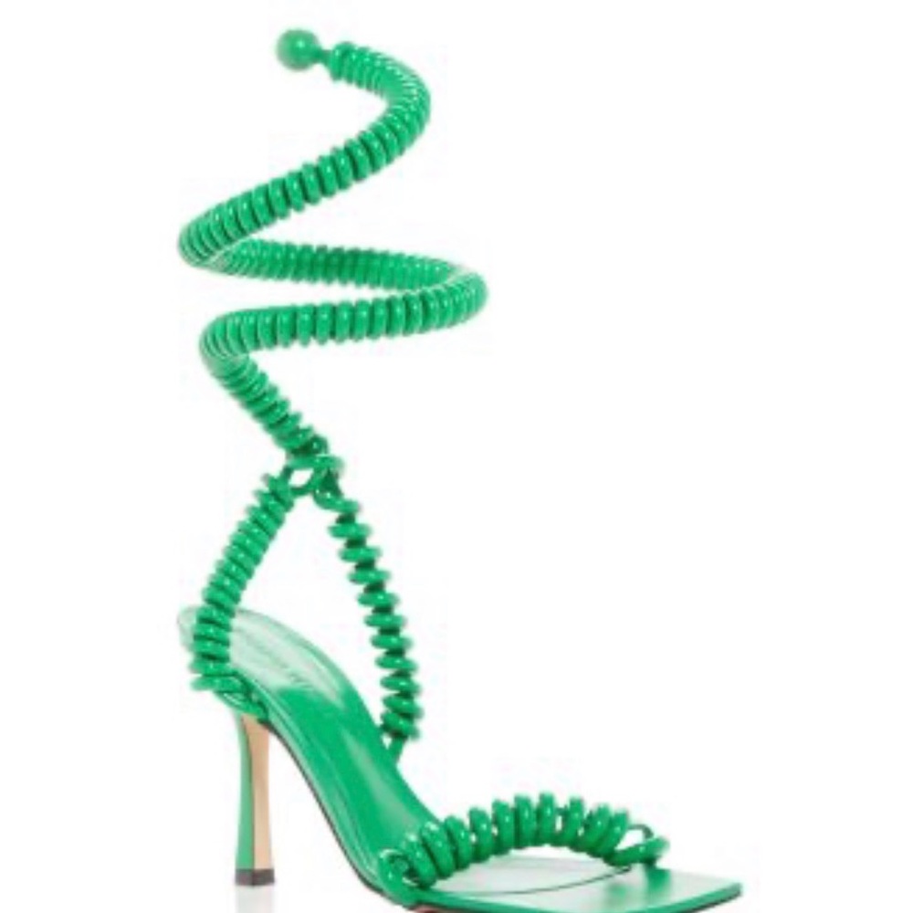 Green Spiral Strap Women's Heels